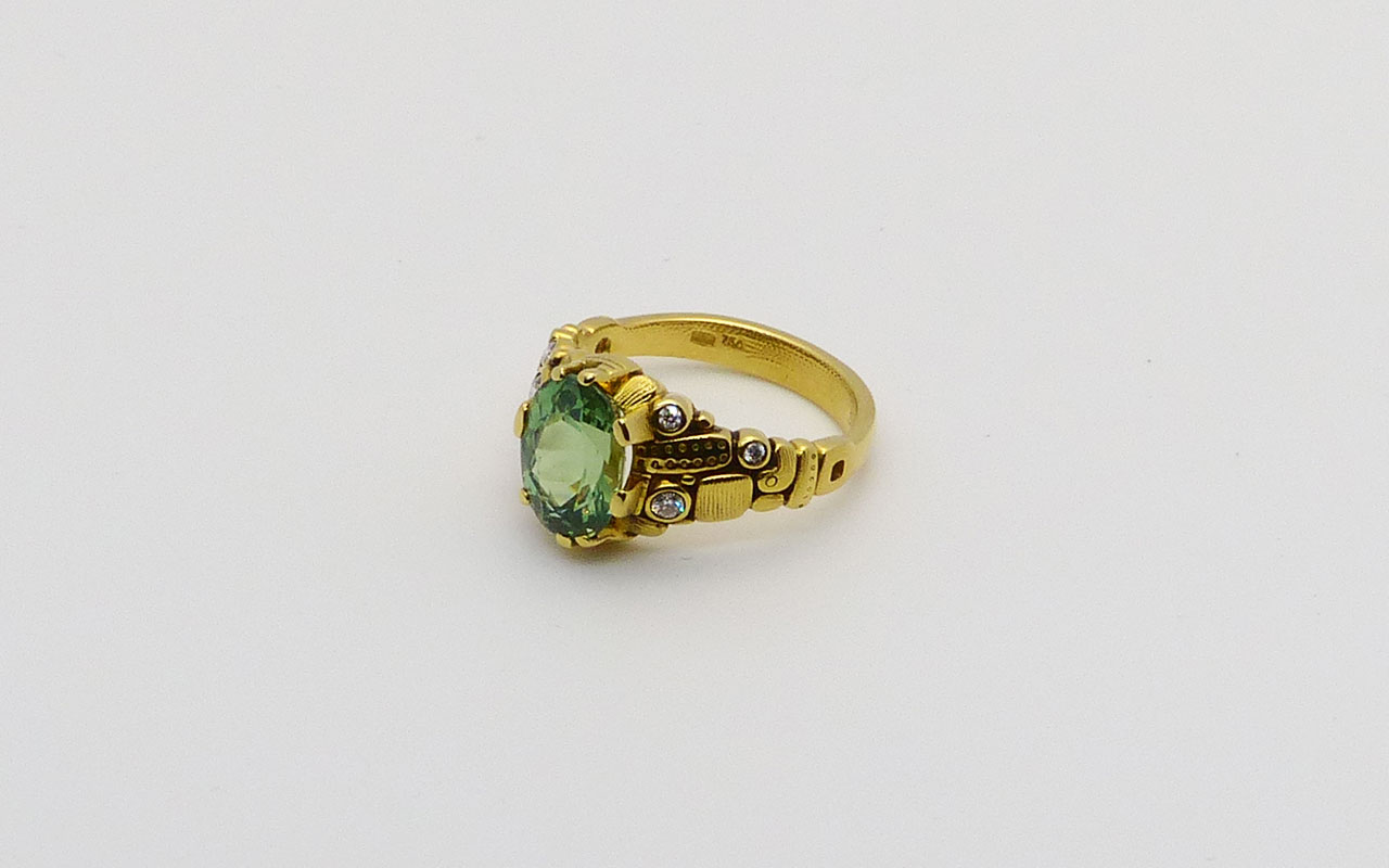 Šepkus R-91M “Six Prong” Green Chrysoberyl and Diamond Ring | Sepkus at ...