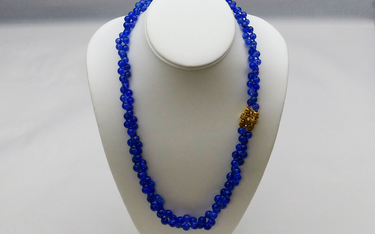 Šepkus M-71C Tanzanite Necklace with 18K Yellow Gold and Diamond Clasp ...